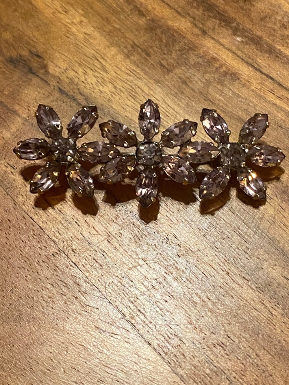 Sterling Silver Vintage Jay Flex faceted rhinestone floral brooch/pin